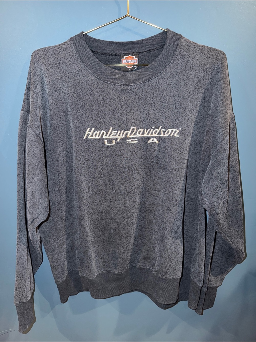 Harley-Davidson Men's Washed Charcoal Gray Crewneck Sweatshirt